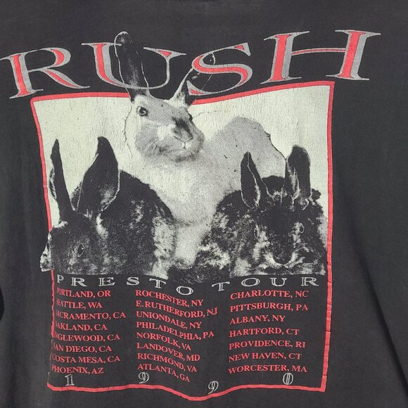 Vtg 1990 Rush Presto Black 2-Sided XL Boxy Tee Single Stitch Distressed Made/USA - Picture 5 of 10
